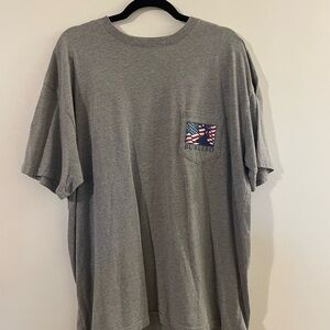 BURLEBO Heather Gray Tee with American Flag - XL